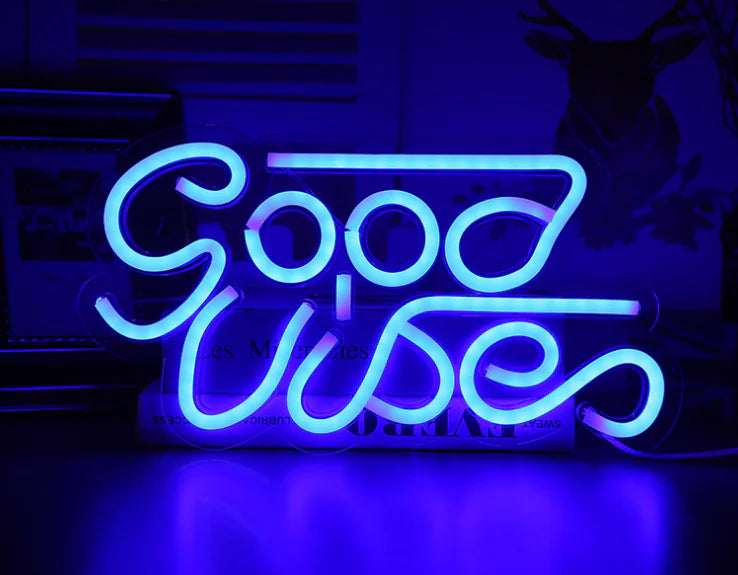 LED Transparent Backboard Neon Light Wall Decor blue fontal