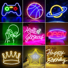 LED Transparent Backboard Neon Light Wall Decor blue fontal